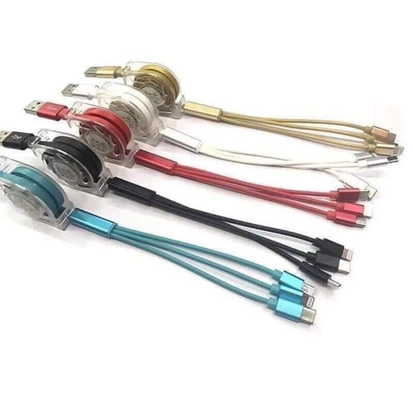 Dây sạc rút 3 đầu cao cấp chống đứt