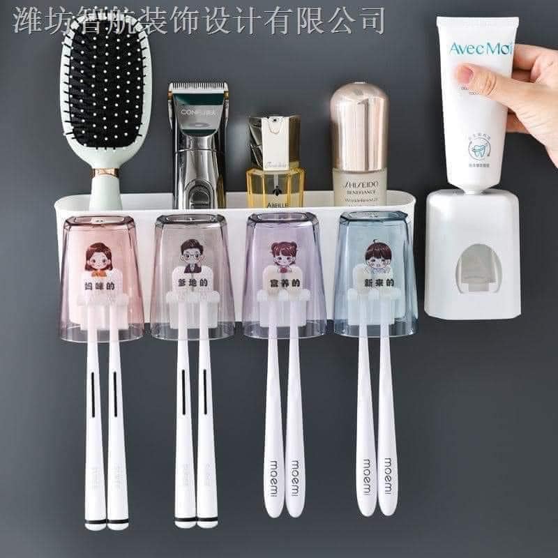 Bộ nhả kem đánh răng 4 cốc Gắn Tường