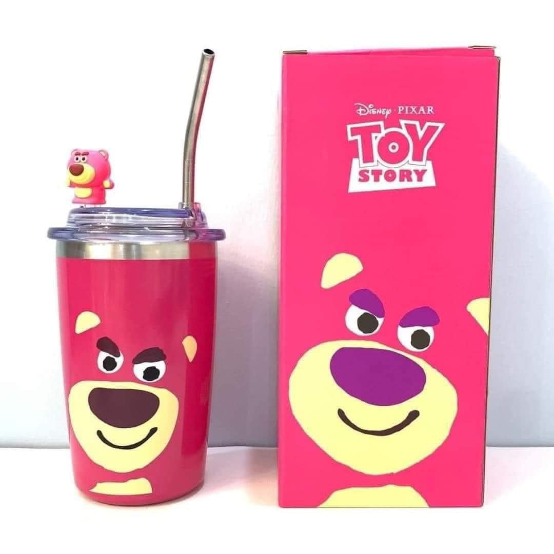 Cốc iNox Giữ Nhiệt Gấu Dâu LOTSO 480ml Kèm Ống Hút