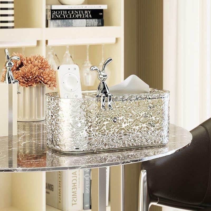 Hộp Đựng Giấy Để Bàn Acrylic Đính Hình Thỏ Sang Trọng Phong Cách Bắc Âu