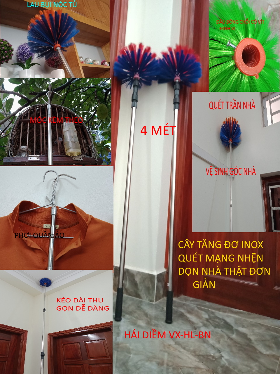 Cây quét mạng nhện - vừa là sào chọc quần áo