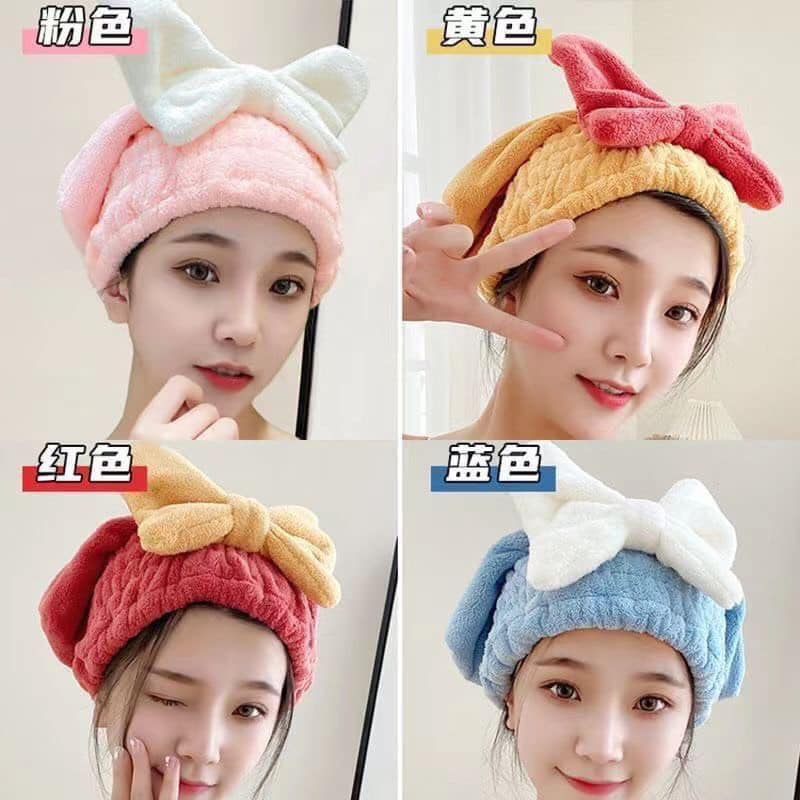 Khăn Ủ Tóc,Mũ Quấn Tóc Nơ siêu Xinh