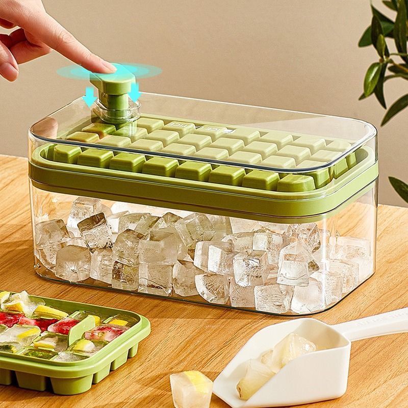 Hộp Làm Đá Viên Khay Đá Viên Silicon Gia Dụng Khay Đựng Đá Hộp Làm Đá Dụng Cụ Làm Đá Viên Tủ Lạnh Có Nắp Ấn Cấp Thực Phẩm