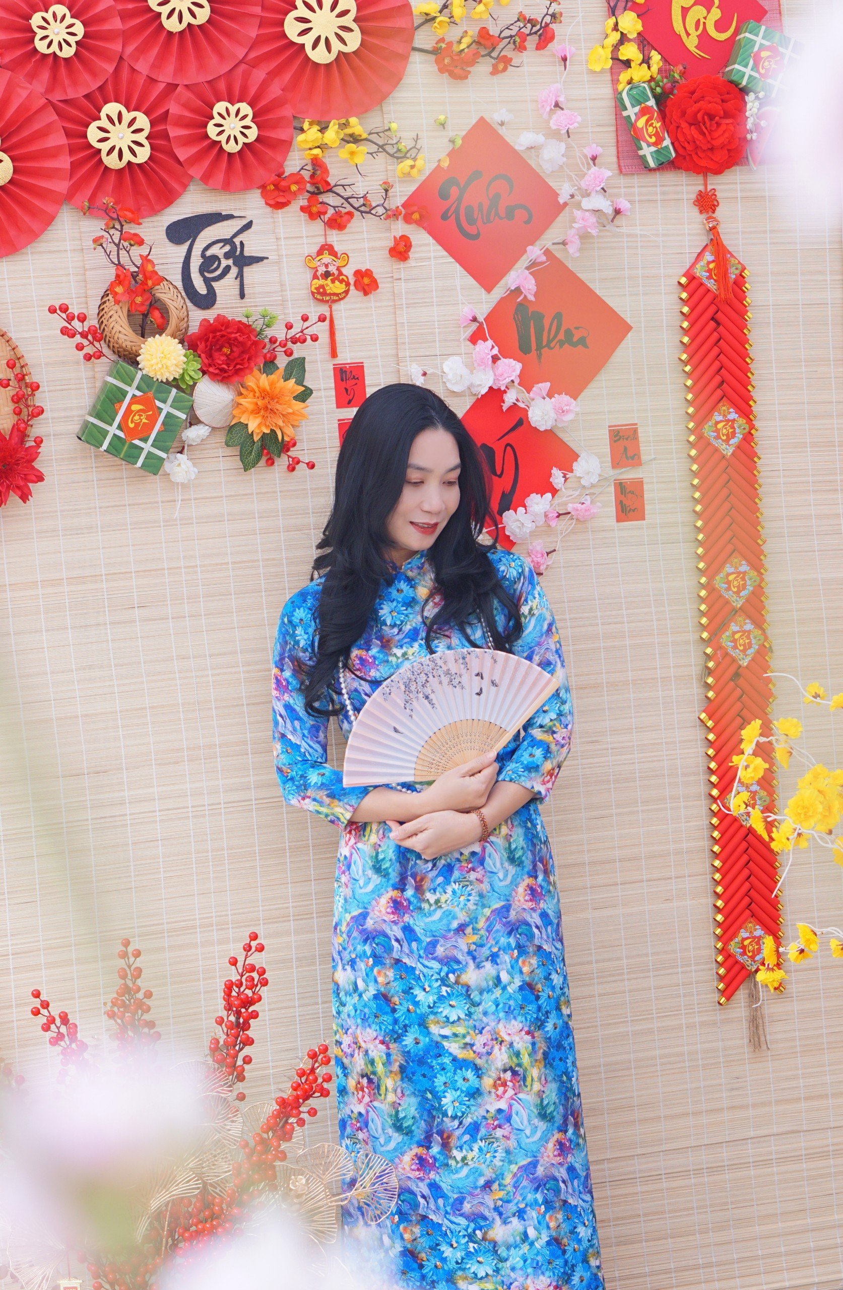 ÁO DÀI TT VẼ TAY ACR XANH KÉT (XANH KÉT/XL)