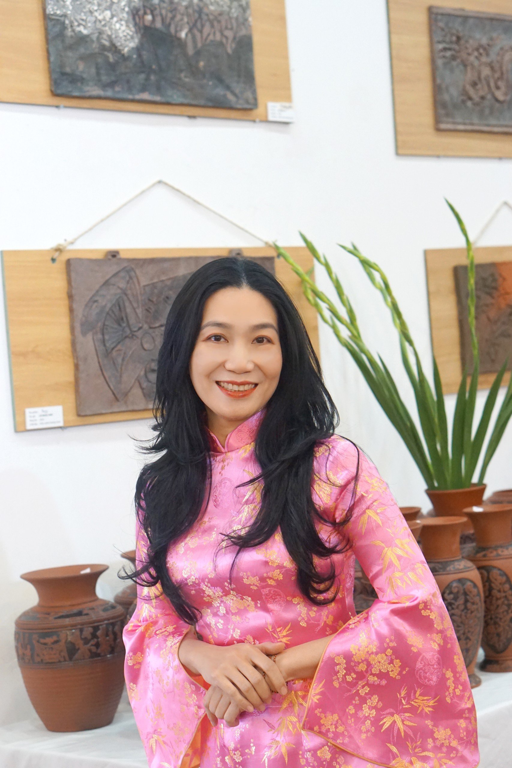 ÁO DÀI VÂN GỖ HÌNH CAM L
