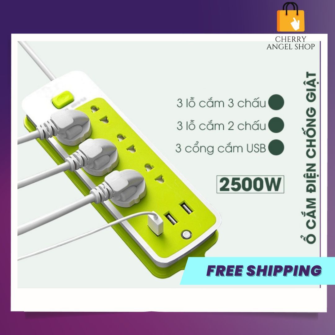 Ổ Cắm Điện Xanh USB Đa Năng Cao Cấp