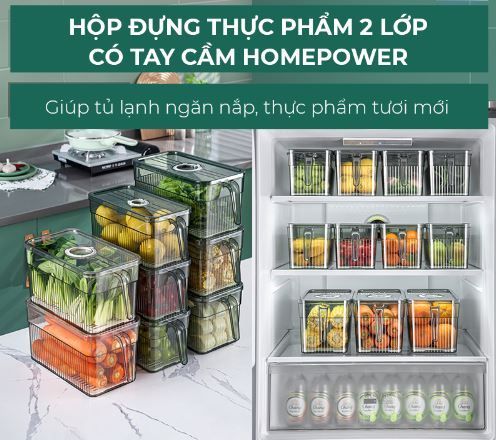 HỘP ĐỰNG THỰC PHẨM TỦ LẠNH CÓ TAY CẦM 5L