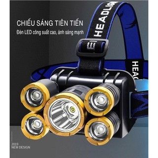 Đèn Pin Đeo Trán 5 Bóng Led