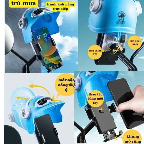 GIÁ KẸP ĐIỆN THOẠI GẮN XE MÁY CÓ MŨ CON VỊT