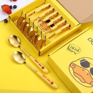 Set 6 muỗng inox con vịt vàng