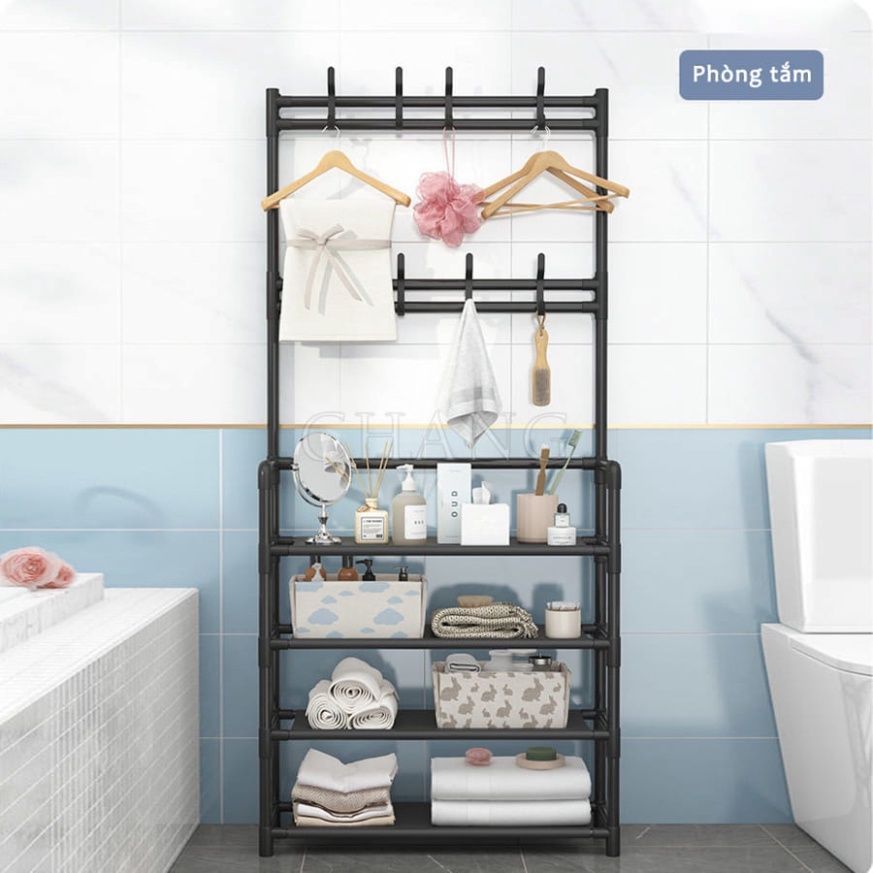 Kệ Để Giày Dép Đa Năng 4 Tầng 5 Tầng Thông Minh Có Móc Treo Quần Áo Và Đồ Dùng Tiện Lợi