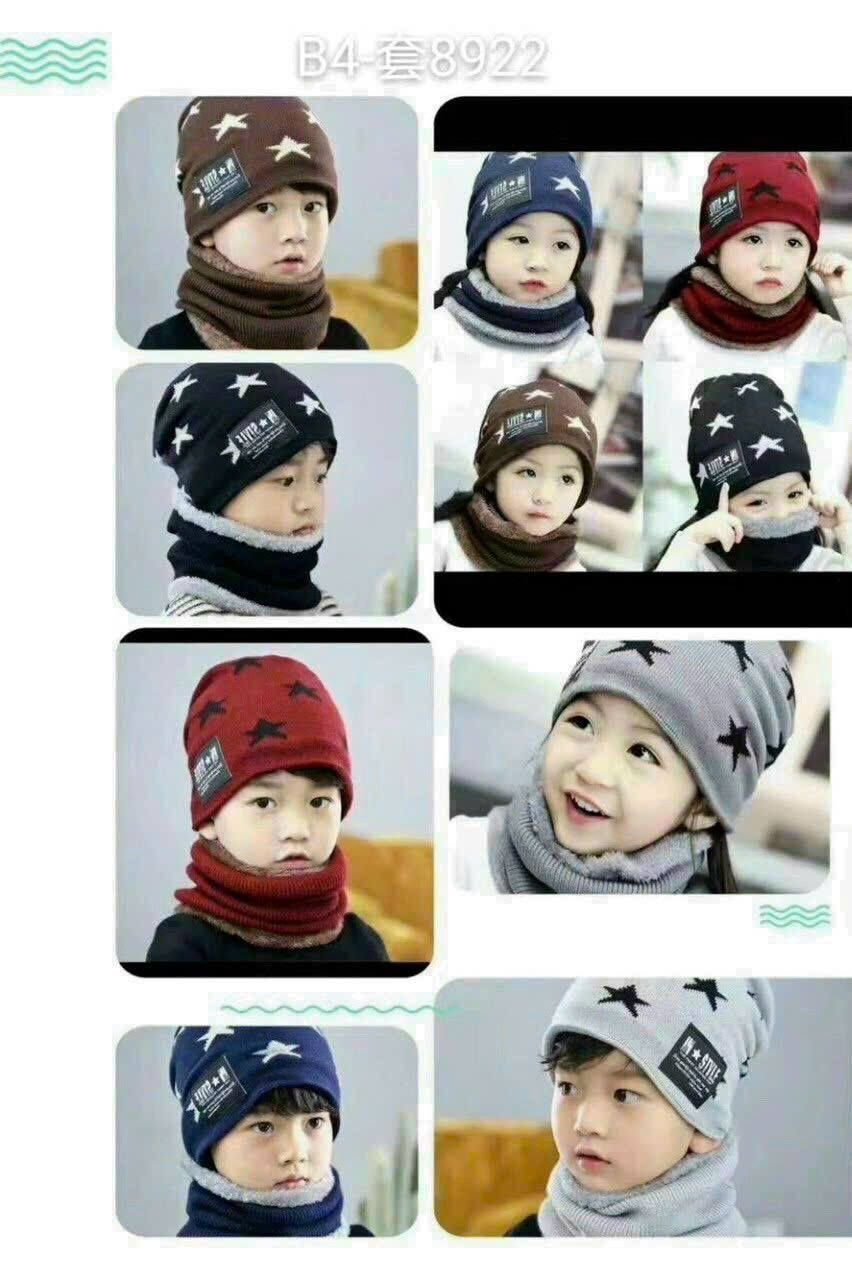 MŨ LEN CHO BÉ KÈM KHĂN CHOÀNG