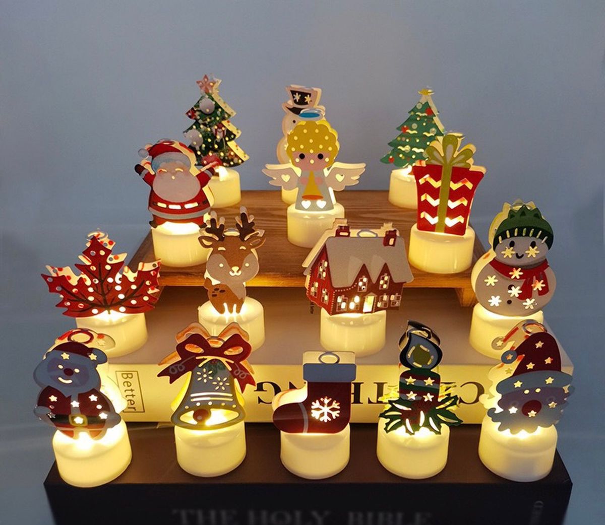 Đèn Nến Điện Tử Hình Ông Già Noel Người Tuyết Trang Trí Giáng Sinh