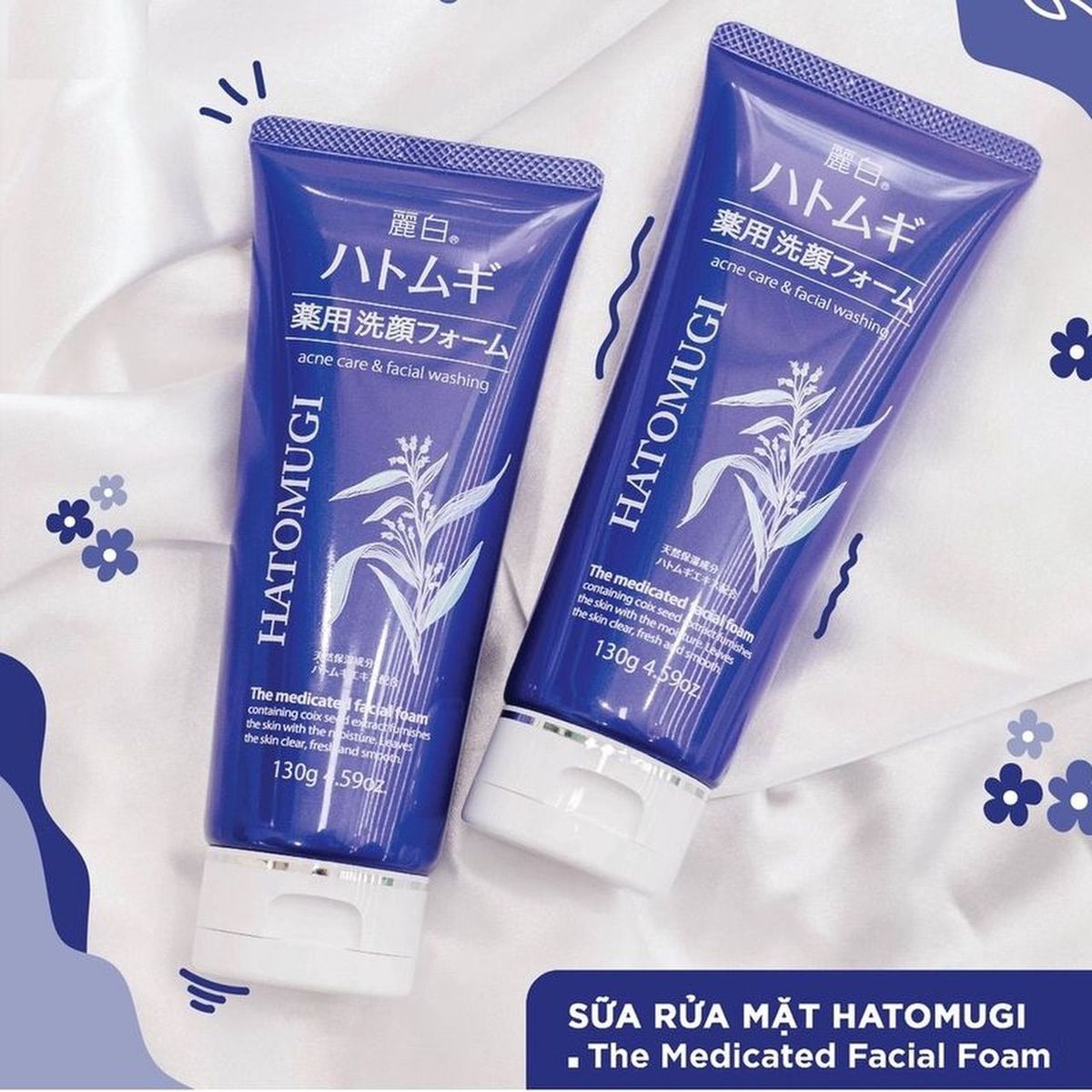 Sữa rửa mặt ngừa mụn và dưỡng ẩm chiết xuất ý dĩ Hatomugi 130g