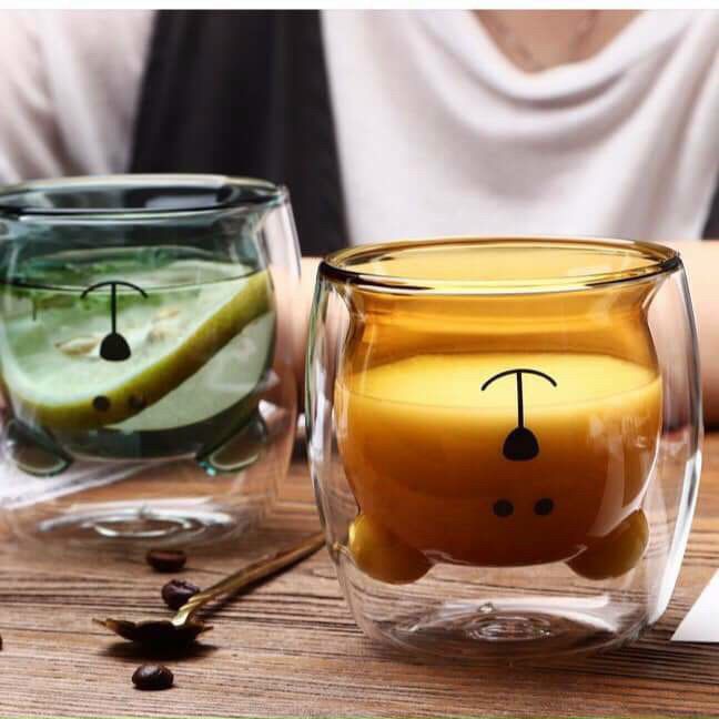 LY THUỶ TINH 2 LỚP CÁCH NHIỆT HÌNH GẤU