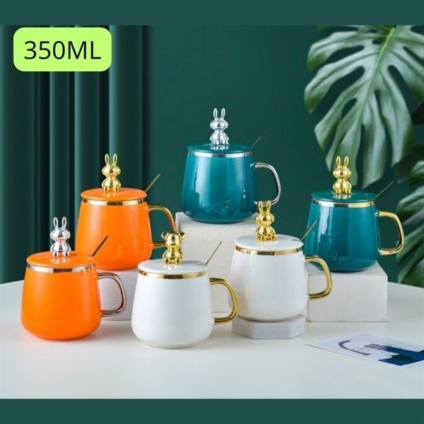 Cốc Thủy Tinh Nắp Thỏ 350ml 