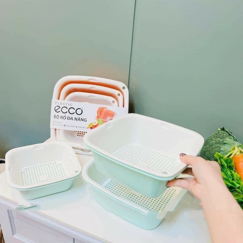 Bộ 3 rổ kèm kèm 3 chậu ECCO ( 3 size )